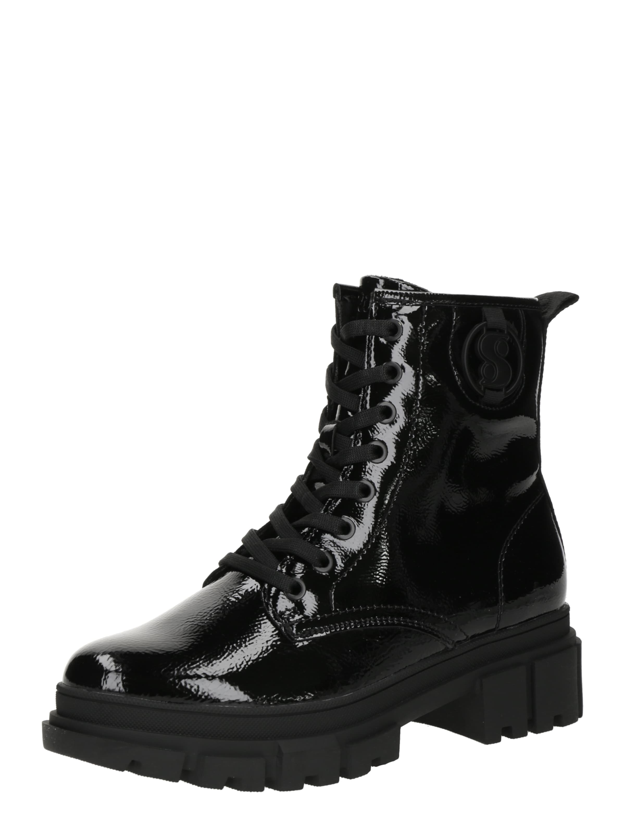 s.Oliver - Botines con cordones en negro: frente