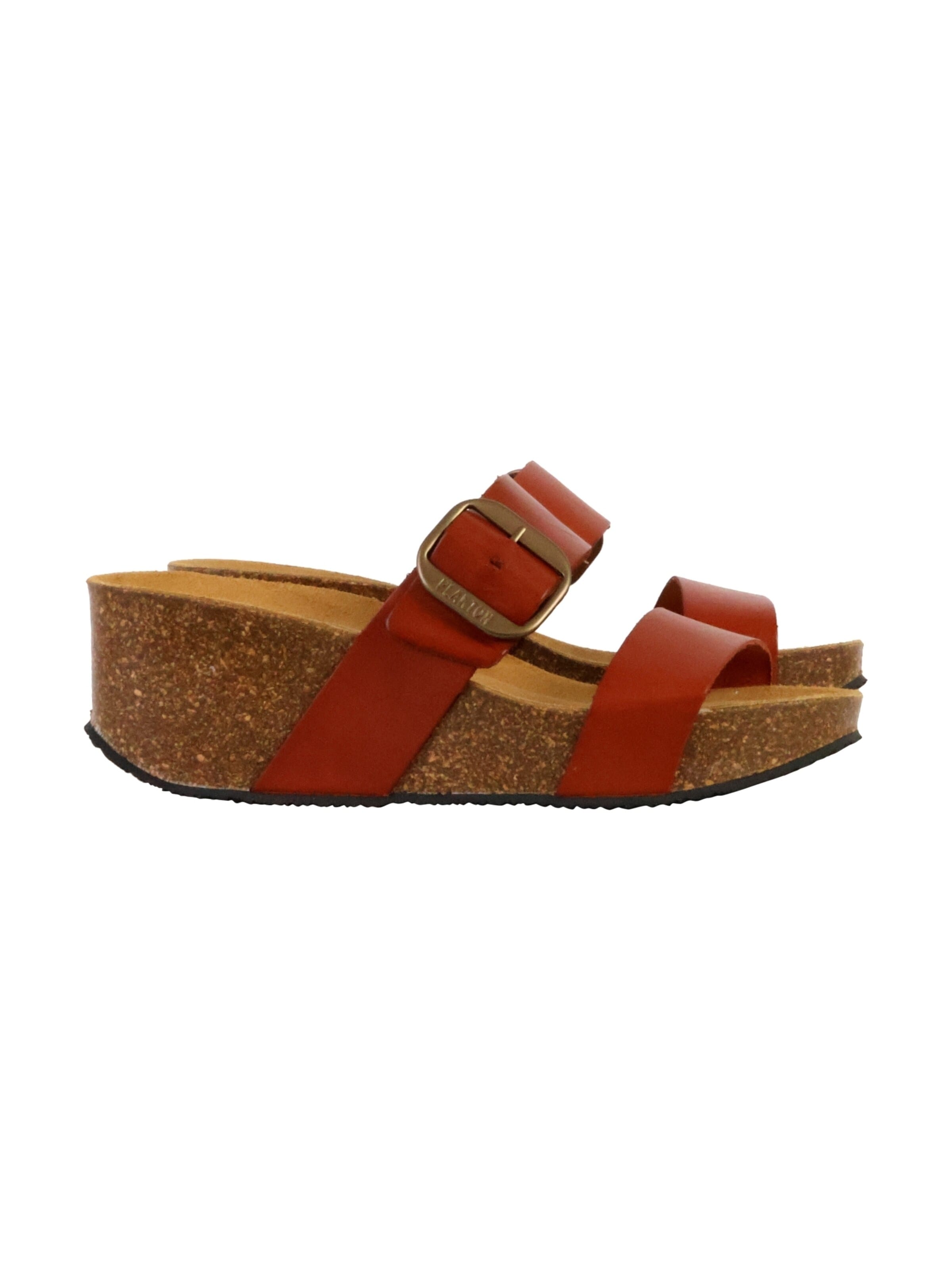 Mule 'So Rock Keilabsatz-Pantoletten aus Leder' Plakton en marron