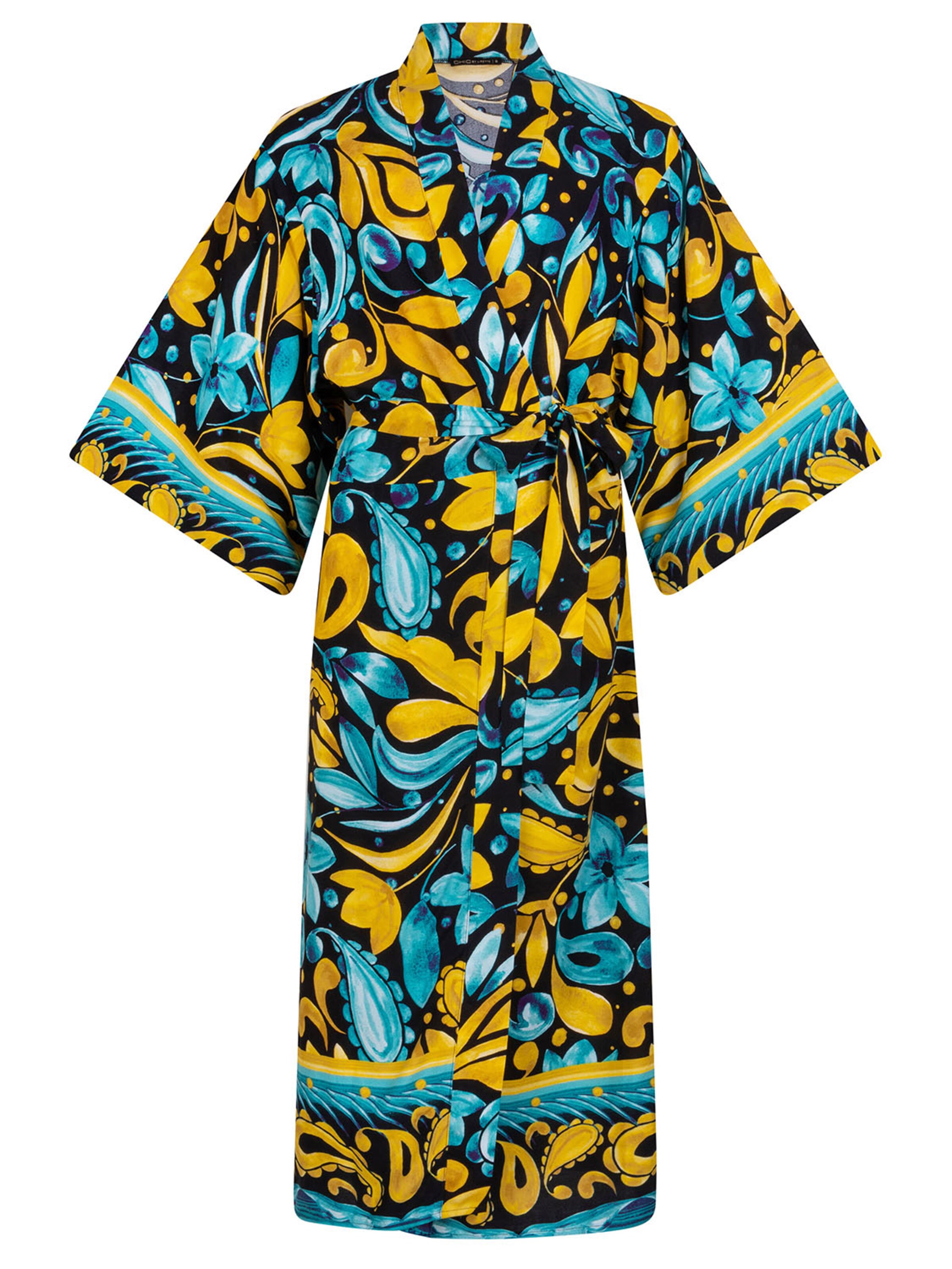 Chic by Lirette Kimono 'Kimono robe Frangipani' in Blauw: voorkant