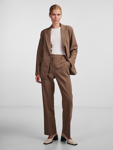 Y.A.S Regular Trousers with creases 'Likka' in Brown: front