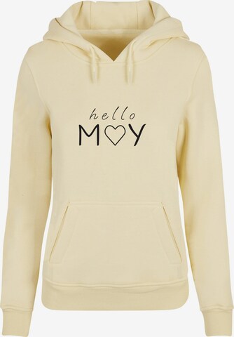 Merchcode Sweatshirt 'Spring - Hello may' in Geel: voorkant
