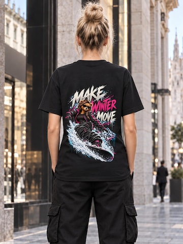 LUNØIR Studio Tričko 'BOSS Femme Winter Snowboard Motion' – černá