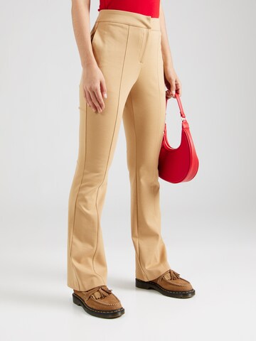 ICHI Flared Trousers in Brown: front