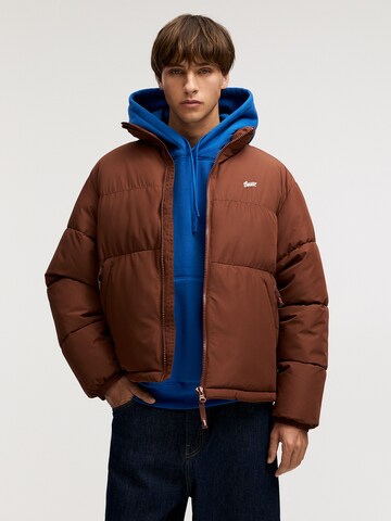 Pull&Bear Prehodna jakna | rjava barva: sprednja stran