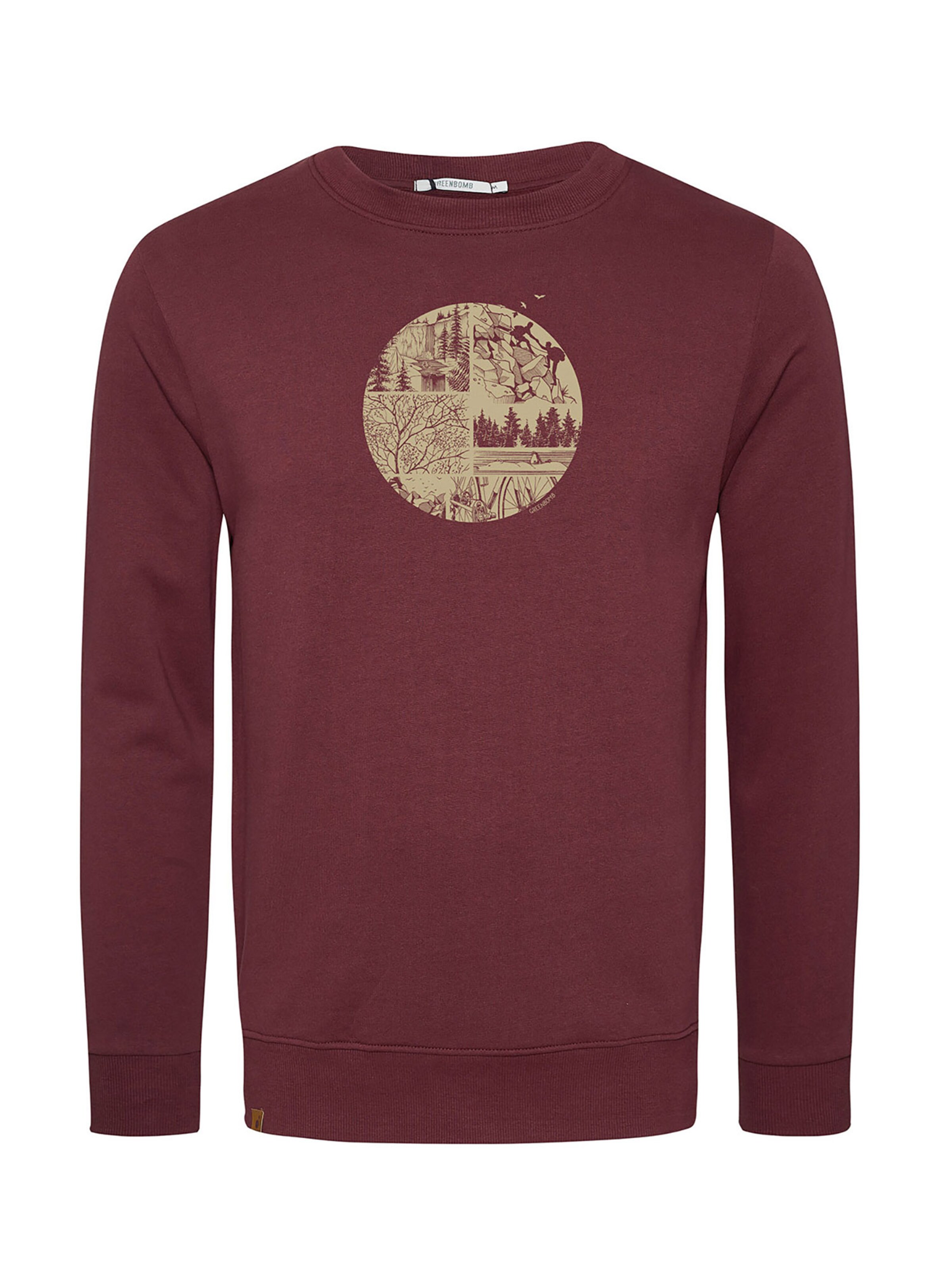 Felpa 'Nature Mountain Circle' di GREENBOMB in rosso: frontale