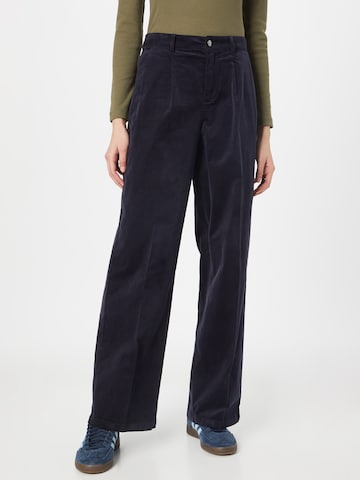 s.Oliver Wide leg Pleat-Front Pants in Blue: front