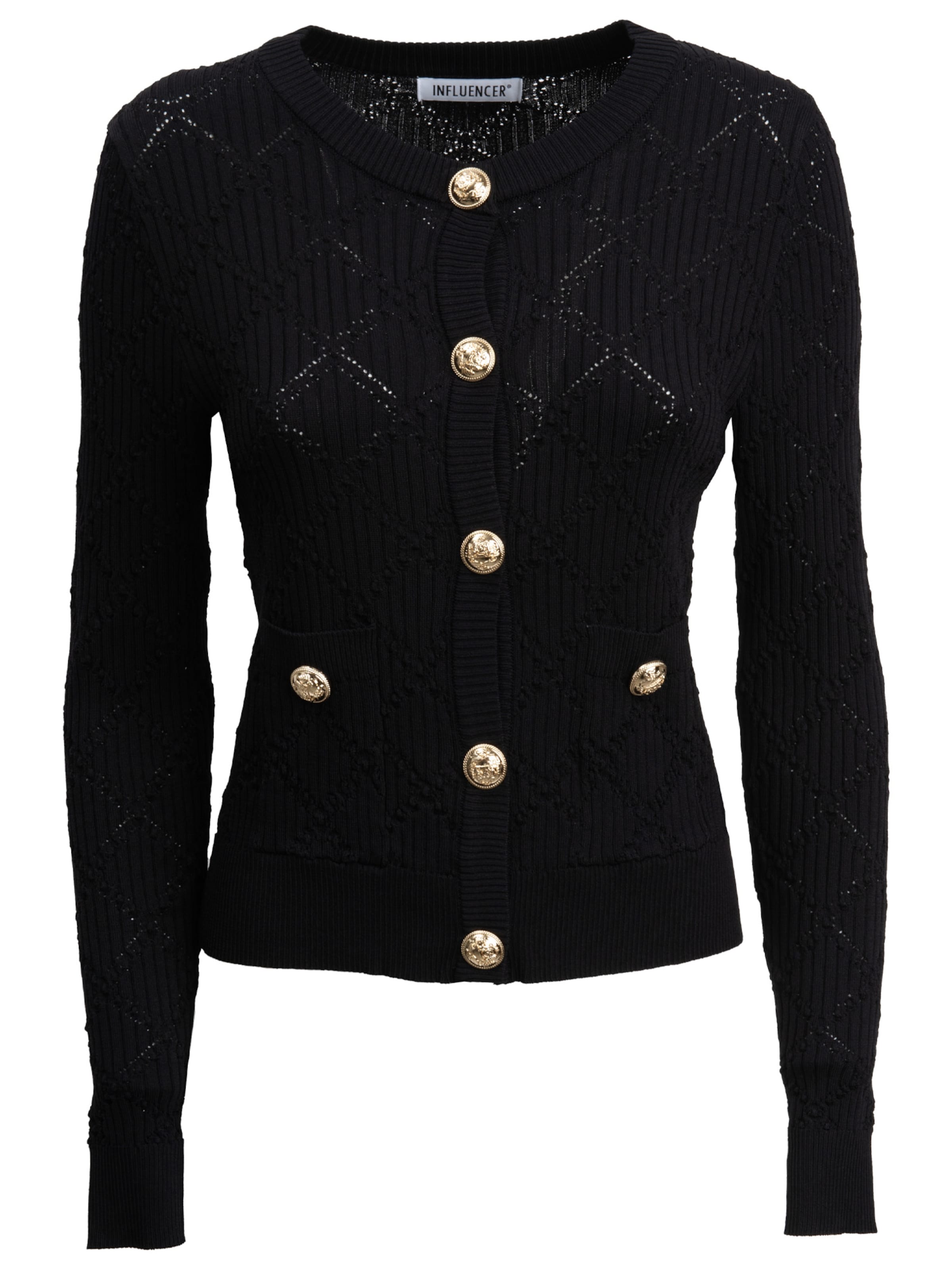 Influencer Плетена жилетка в черно: отпред