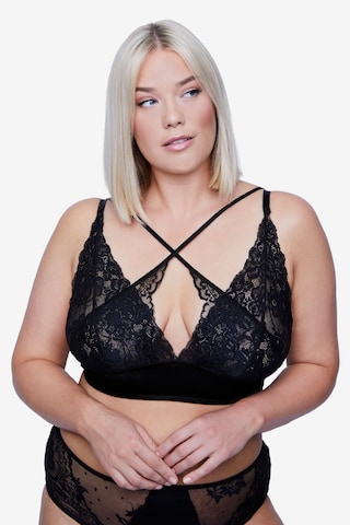 Ulla Popken Bralette Bra in Black: front