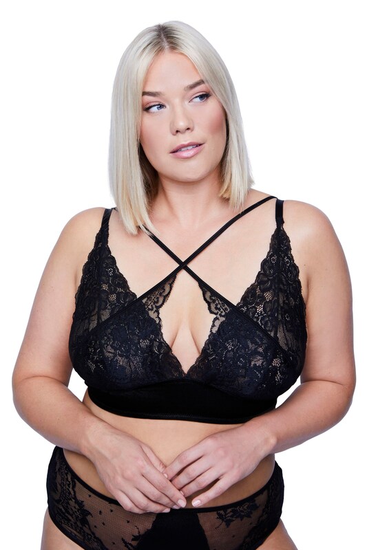 Ulla Popken Bralette Bra in Black