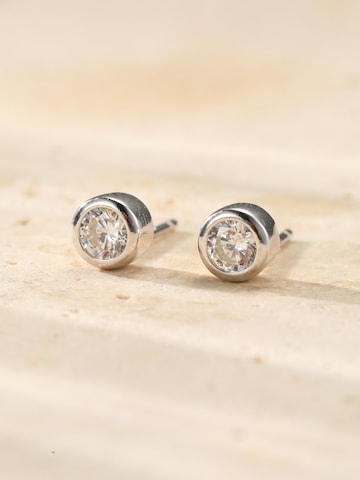 Hey Happiness Oorbellen 'Large Bezel Cubic Zirconia' in Zilver