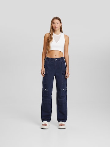 Loosefit Pantalon cargo Bershka en bleu