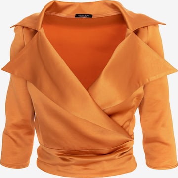 AVENUE N°29 Bluse 'Satin Lapel Wrap Blouse With Bow' in Orange: Vorderseite