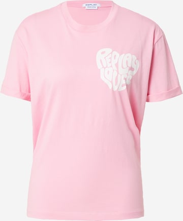 rozā REPLAY T-Krekls: no priekšpuses