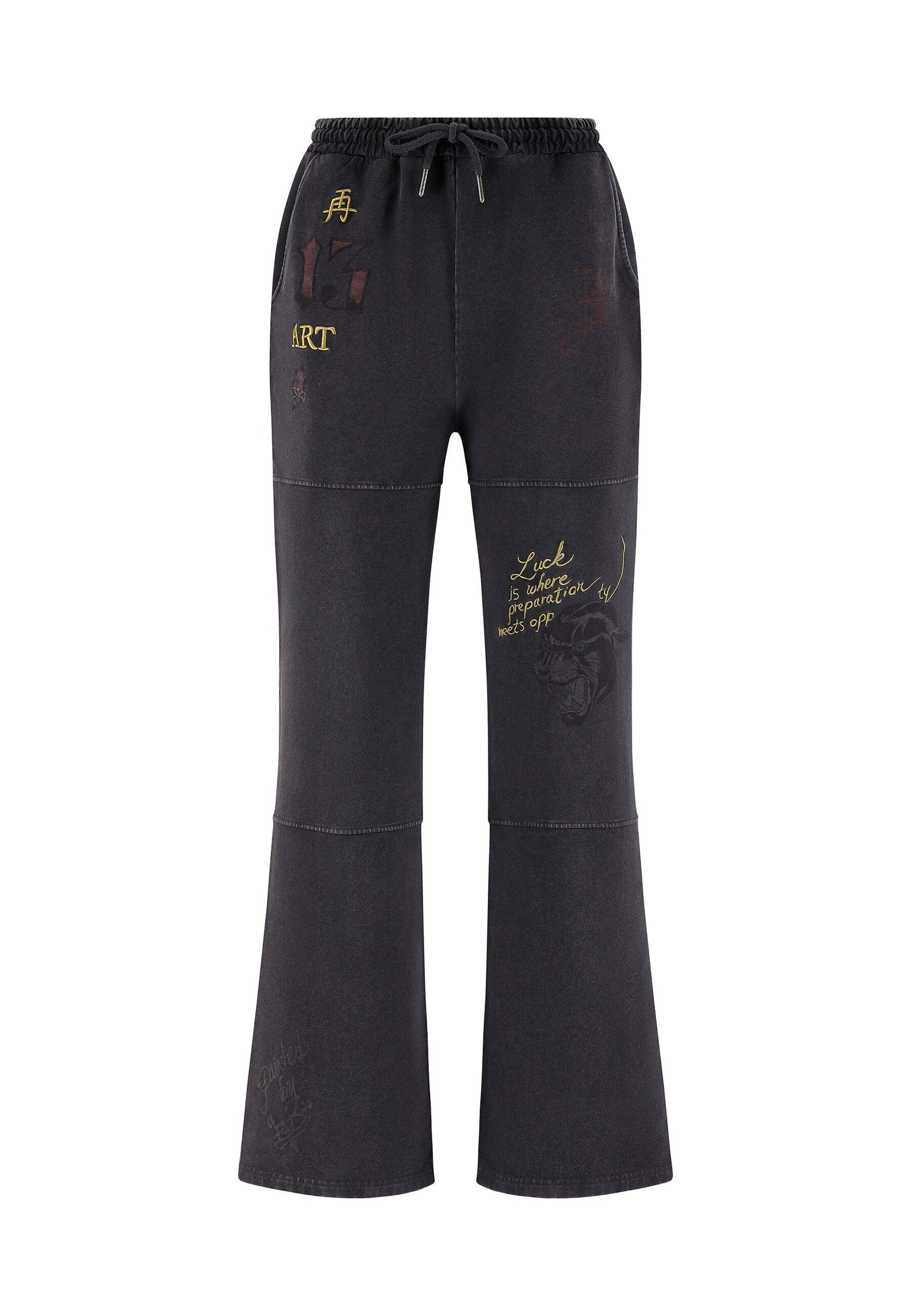 Regular Pantaloni sport de la Ed Hardy pe negru: față