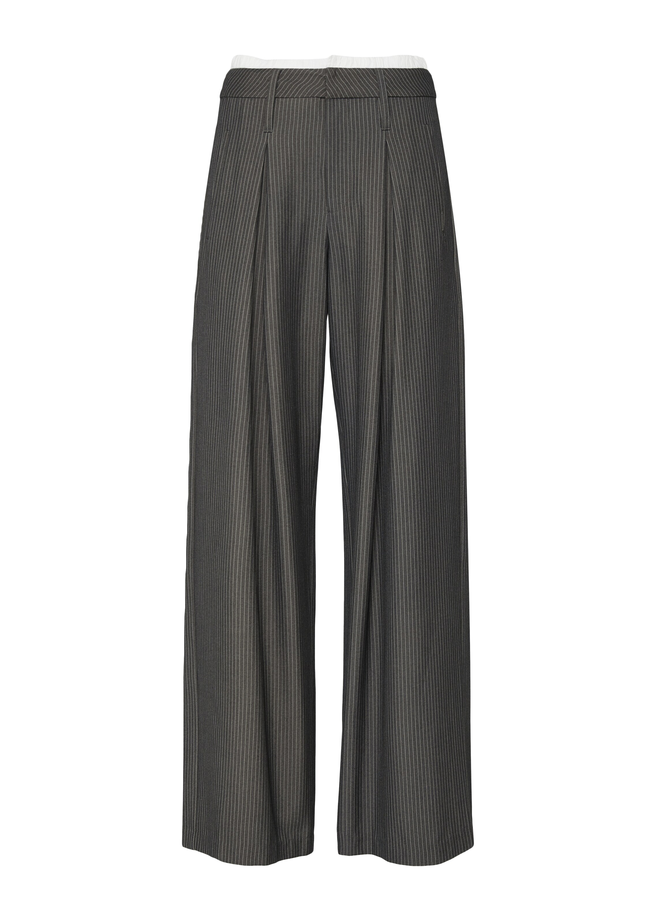 Wide Leg Pantalon à pince QS en gris : devant