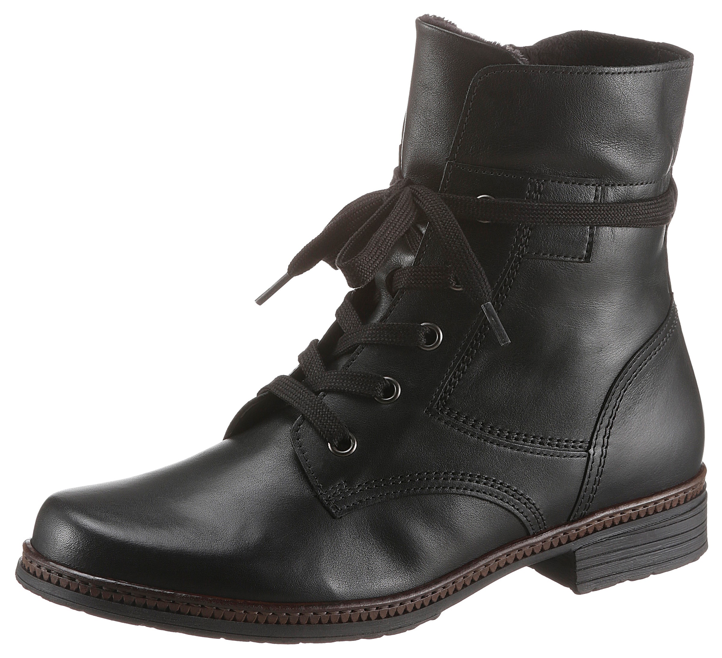 GABOR Lace-Up Ankle Boots in Black: front