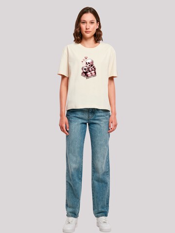 T-shirt 'Cozy Winter Skelett' F4NT4STIC en beige