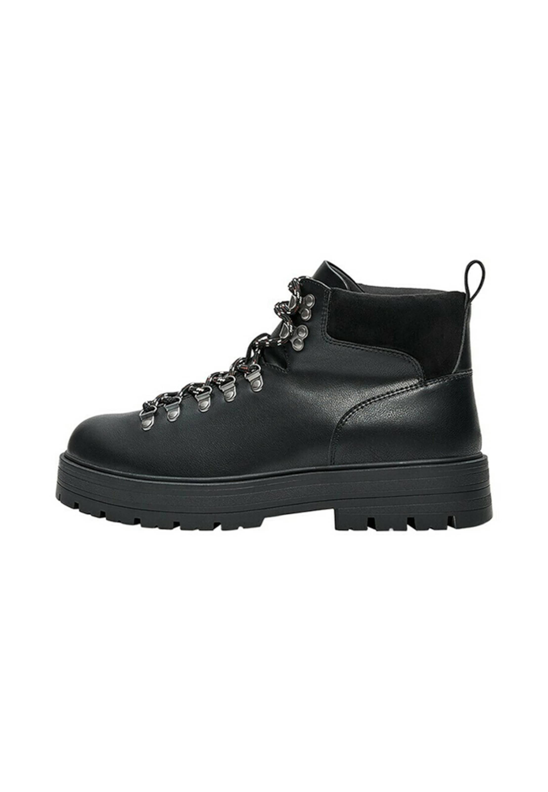 Boots stringati di Bershka in nero: frontale