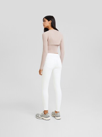 Bershka Skinny Džíny – bílá