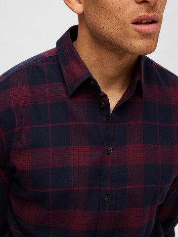 SELECTED HOMME Slim fit Button Up Shirt 'SLHOwen' in Red