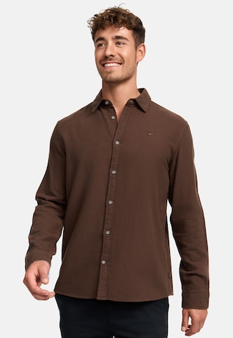 INDICODE JEANS Regular fit Button Up Shirt in Brown: front