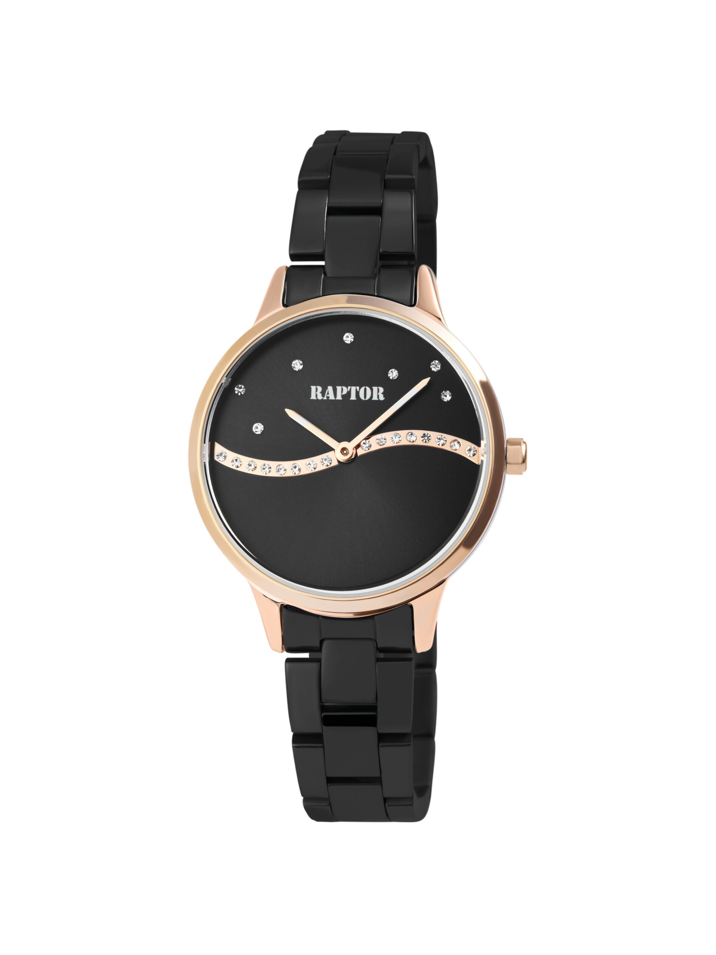 Raptor Analog Watch 'Flake, Strass' in Black