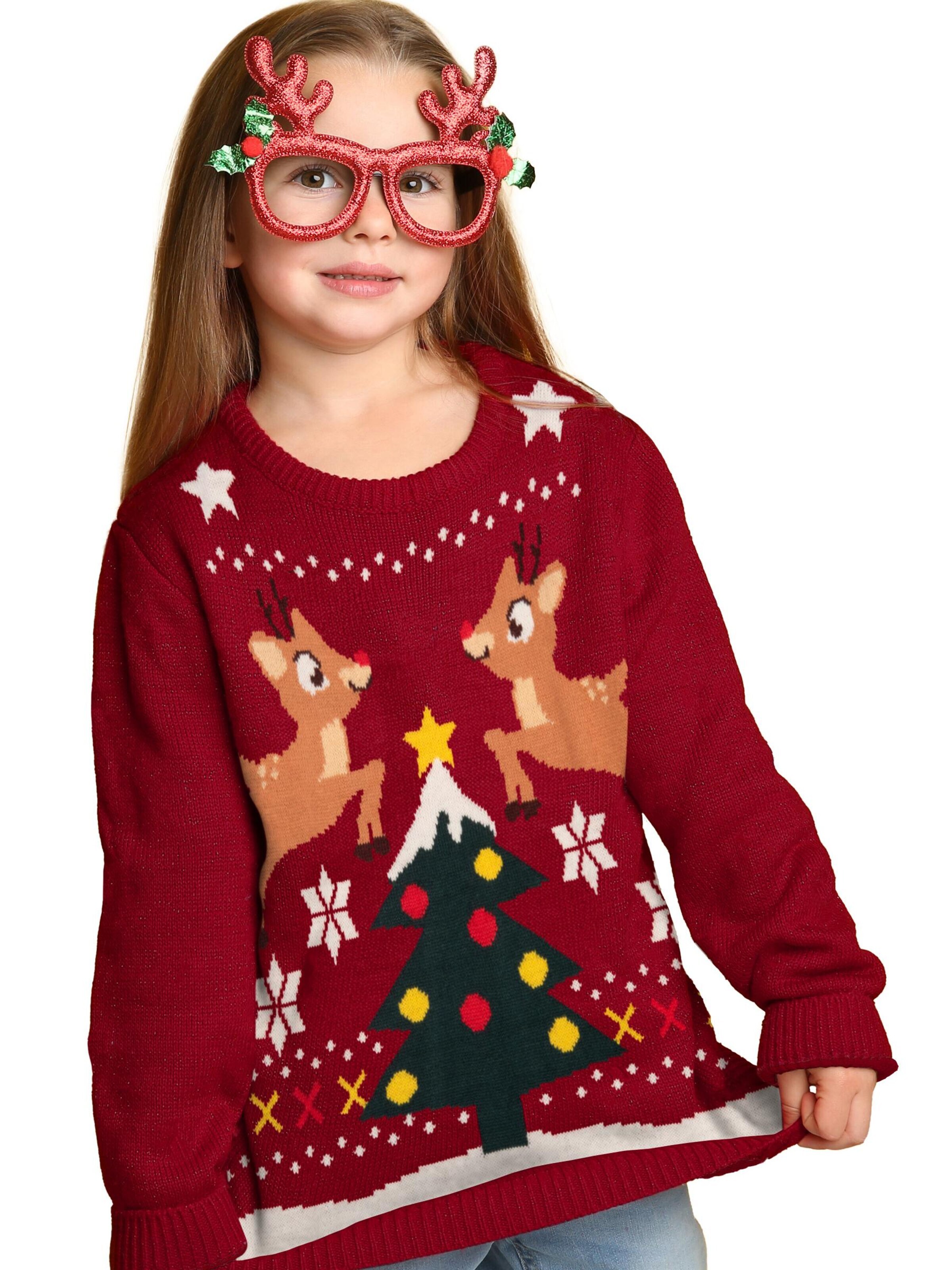 United Labels Sweater 'Weihnachtspullover Rentiere' in Red