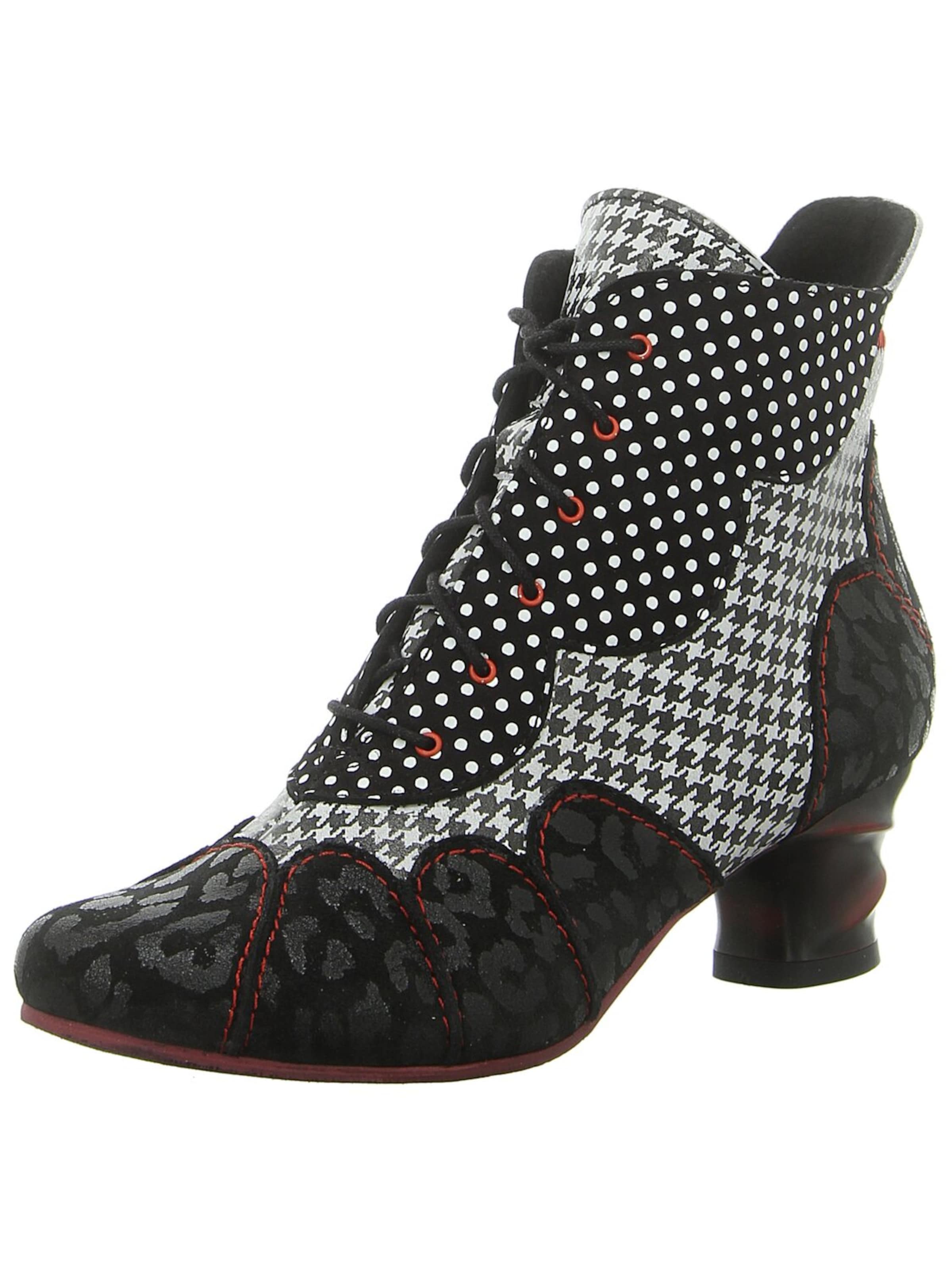 Simen Lace-Up Boots 'Damen Stiefelette 3176A SCHWARZ/WEISS Echt Leder in schwarz' in Black: front
