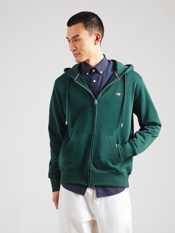 GANT Sweatvest in Groen: voorkant