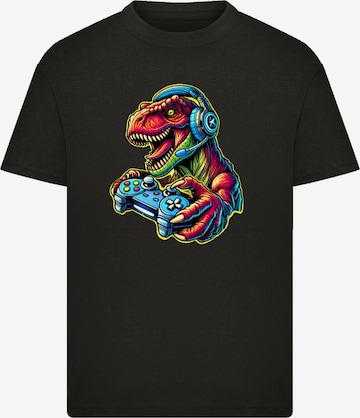 F4NT4STIC Shirt 'Dinosaurier Gamer' in Black: front
