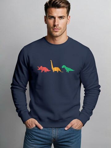 Neverless Sweatshirt 'Geometric Dino'‌‌‌‌‌‌‌ in Blau
