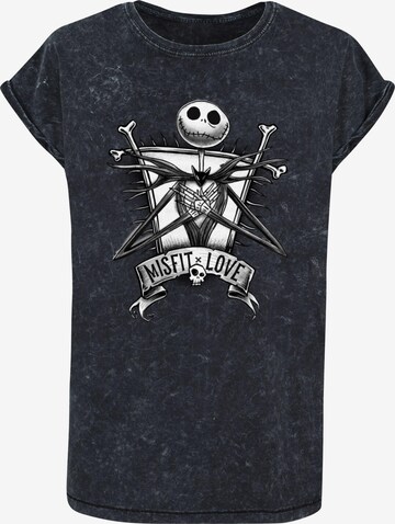 ABSOLUTE CULT Shirt 'Nightmare Before Christmas - Misfits Love' in Zwart: voorkant