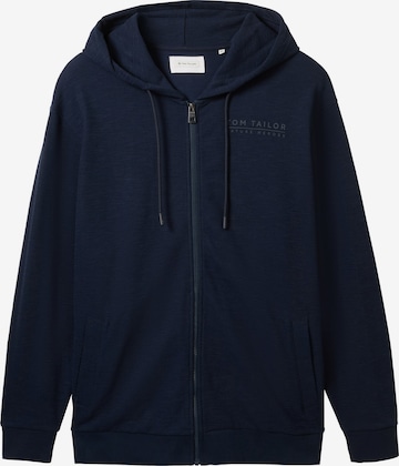 TOM TAILOR Men + Zip-Up Hoodie in Blue: front