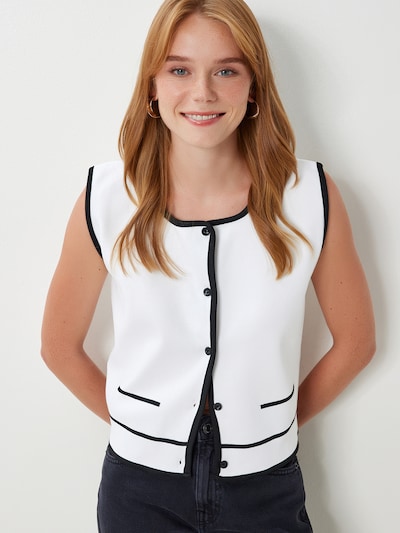 Happiness İstanbul Gebreide bodywarmer in de kleur Zwart / Wit, Productweergave