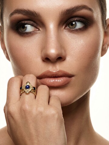 Nemomatheo Ring 'Byzantine – Statement-Ring mit Lapislazuli & Akzentsteinen' in Gold