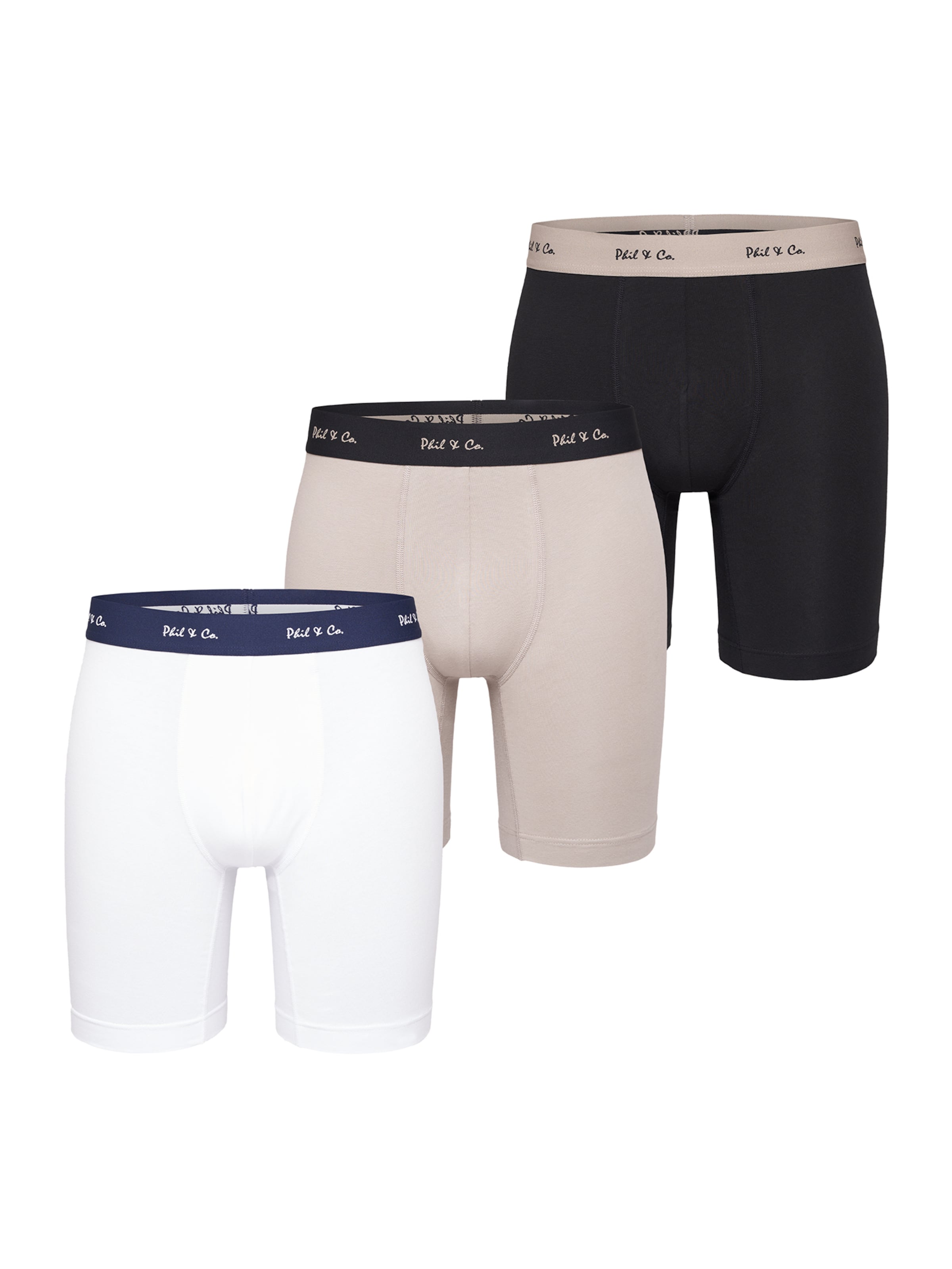 Phil & Co. Berlin - Calzoncillo boxer ' Jersey Long Boxer Briefs' en beige: frente