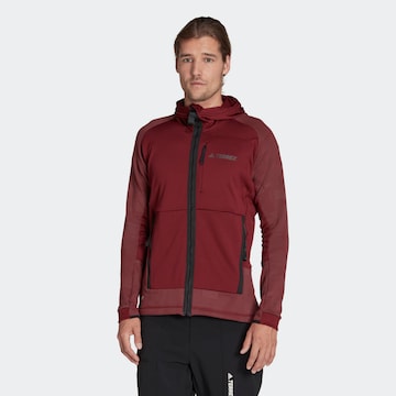 ADIDAS TERREX Athletic Fleece Jacket 'Tech Flooce' in Red: front