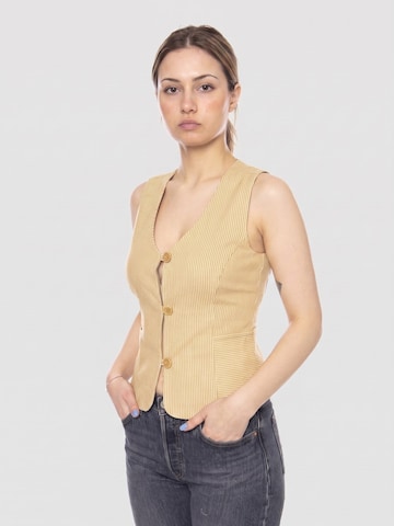 Thinking MU Vest 'NOGAL STRIPES ALISA' i beige: forside