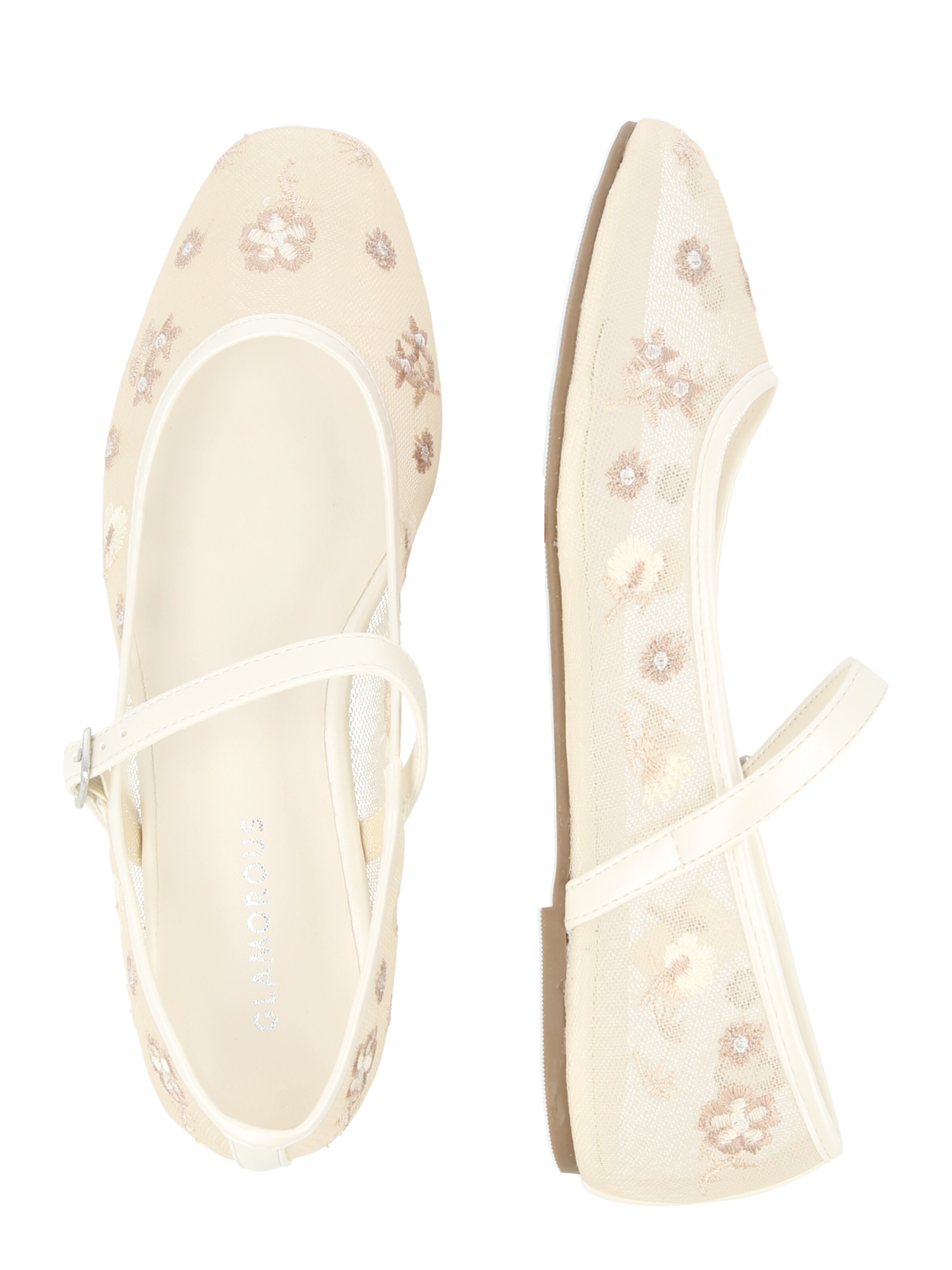 GLAMOROUS Ballet Flats with Strap in Beige