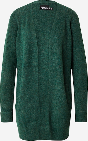 PIECES Knit Cardigan 'Ellen' in Green: front