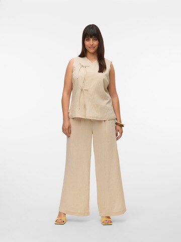 Vero Moda Curve Wide leg Bandplooibroek 'VMCFea' in Beige