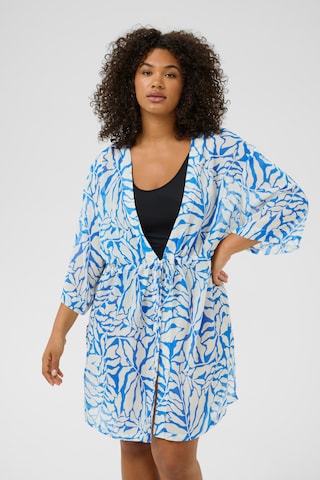 KAFFE CURVE Kimono 'Lea' – modrá: přední strana