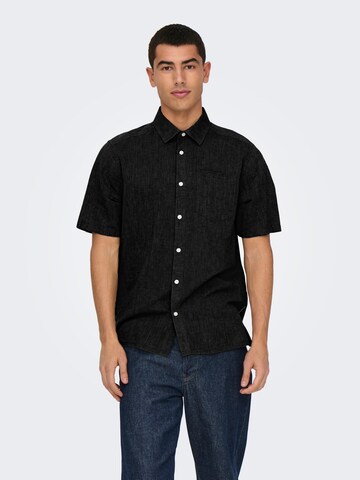 Only & Sons Regular Fit Hemd in Schwarz: Vorderseite