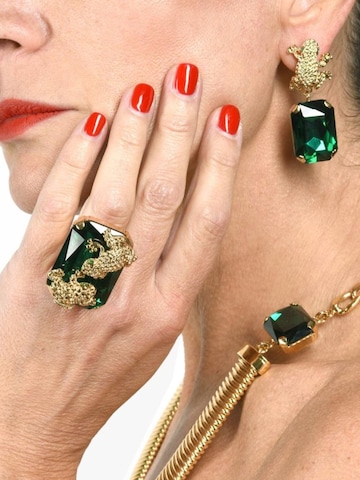 Orecchini 'Armonia orecchini con cristallo Swarovski verde e motivo rana' di Addicted2 in oro: frontale
