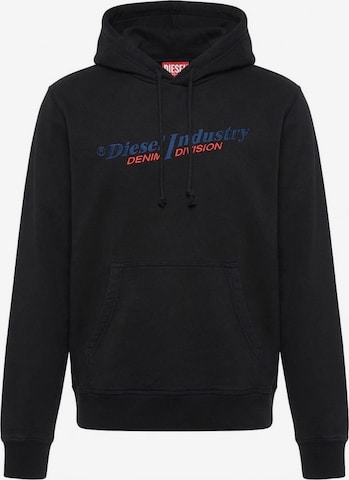 DIESELSweater majica 'S-GINN-HOOD NEW INDUSTRIES' - crna boja: prednji dio