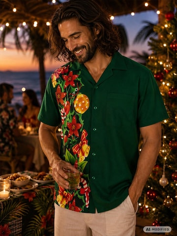Regular fit Camicia 'Christmas Wedding' di King Kameha in verde