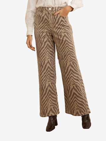 love & roses Wide leg Jeans in Bruin: voorkant