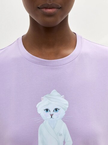 Cat e Lolette Shirt 'Spa cat' in Purple