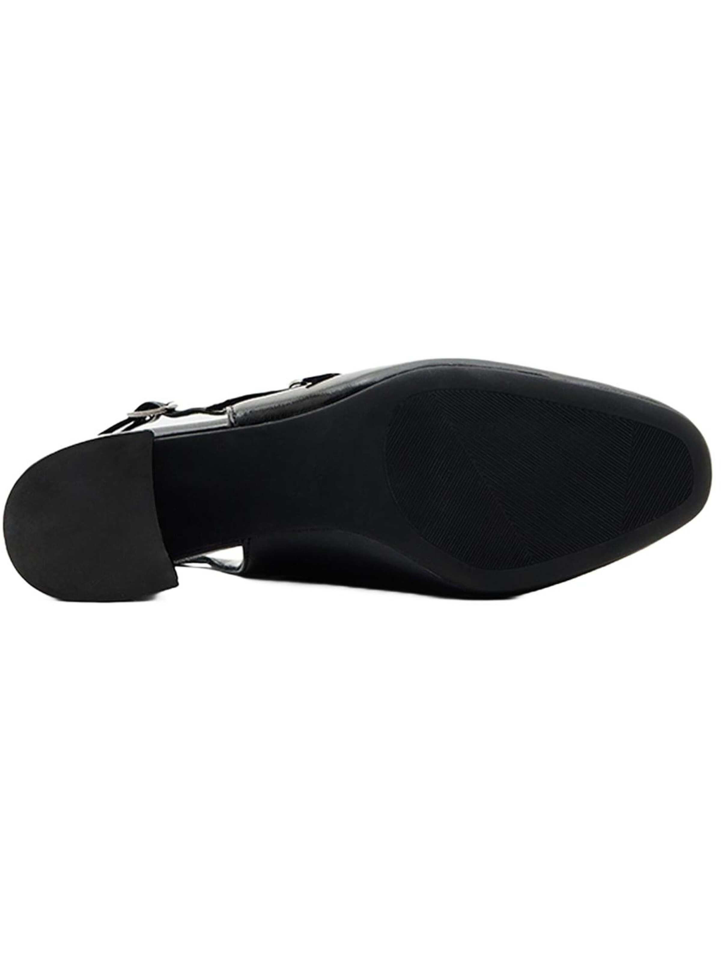 Desa Slingpumps 'DESA Damenschuhe mit Schnallendetail aus Lackleder und Blockabsatz'‌‌‌‌‌‌‌ in Schwarz