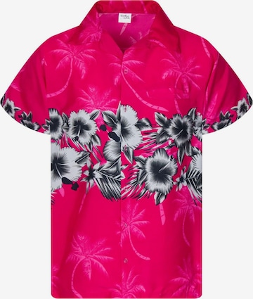 King Kameha Blouse 'Flower Chest' in Pink: front
